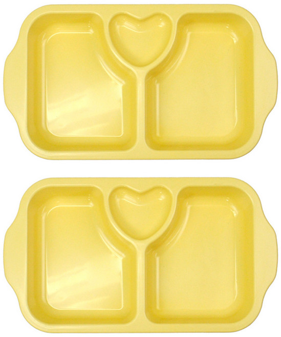 키친유 옥수수 2구 간식접시, 옐로우, 2개