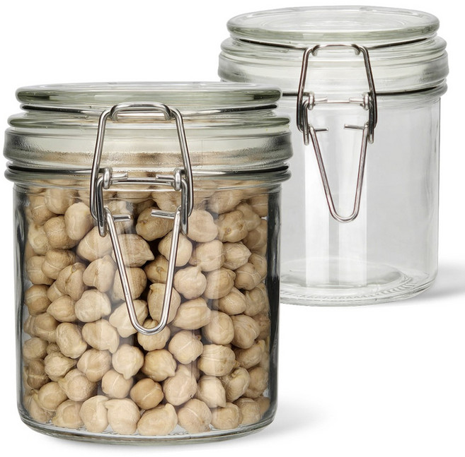 미르코리아 투명패킹 슬림 원통형 밀폐 유리병, 250ml, 2개