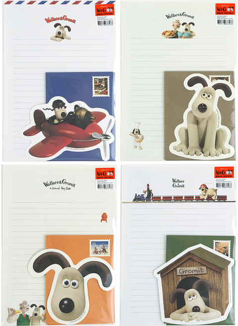 핑크풋 월레스와 그로밋 편지지 4종 세트, Orange + Green + Blue + Beige, 1개