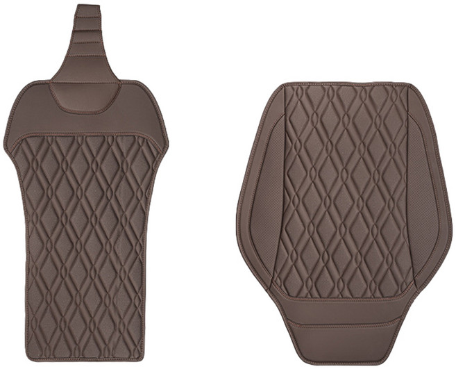 리버폭스 차량용 시트커버 레귤러 퀼팅 PU 가죽방석 + 등쿠션 세트, 모카브라운, 1세트