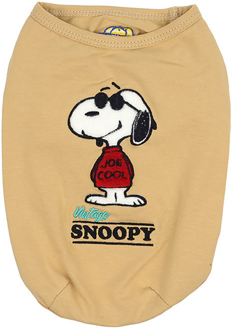 피너츠 강아지 패리스독 빈티지 티셔츠, 베이지, 1개