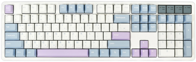 큐센 풀윤활 가스켓 유무선 기계식 키보드, 블루퍼플, QSENN Q104 PBT, 저소음 바다소금축