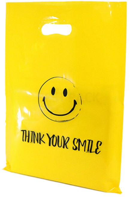 베스트팩 스마일 비닐 쇼핑백 중 25 x 38 cm, 옐로우, 100개