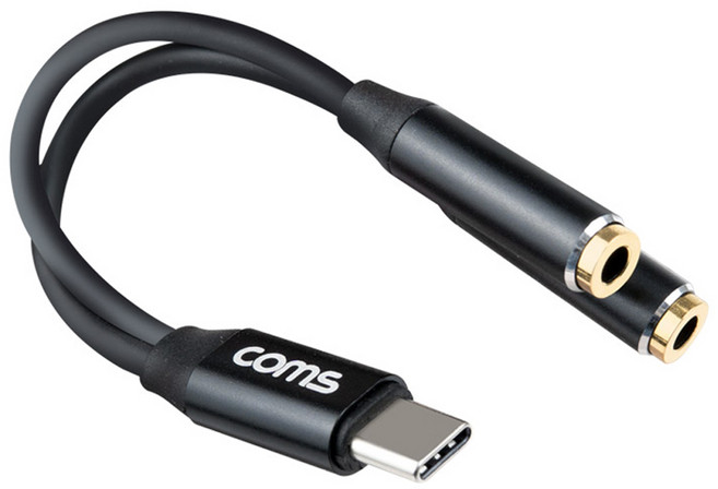 컴스 USB 3.1 오디오 분배 Y C타입 to 3.5mm AUX 듀얼 젠더 13cm, GS110, 1개