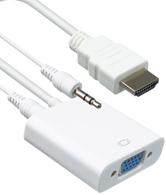 컴스 HDMI to VGA 스테레오 3.5mm 오디오 지원 1080P FHD 컨버터, IF834, 1개