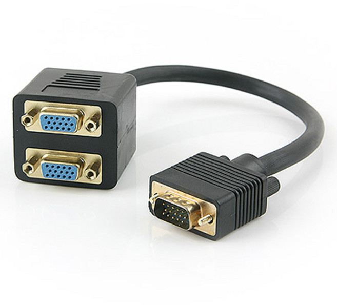 컴스 모니터 VGA 15Pin M to VGA F x2 D-SUB RGB 젠더 선택분배기, ITB740, 1개