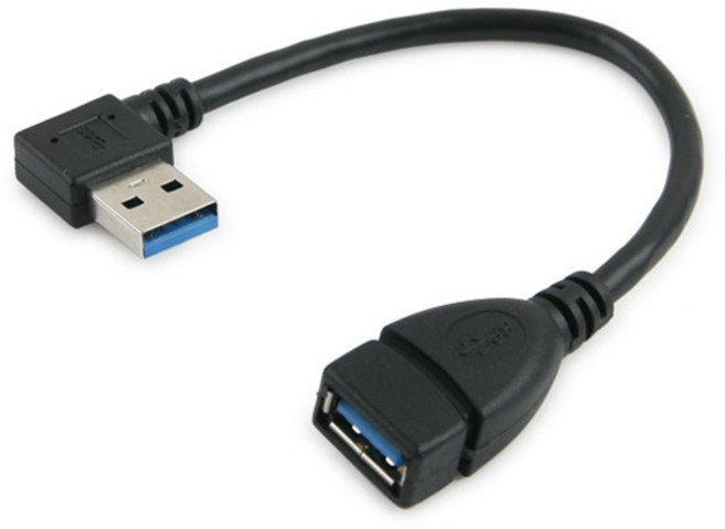 컴스 USB 3.0 AA 측면 꺾임 젠더 A F 연장 케이블 NA768, 1개, 18cm