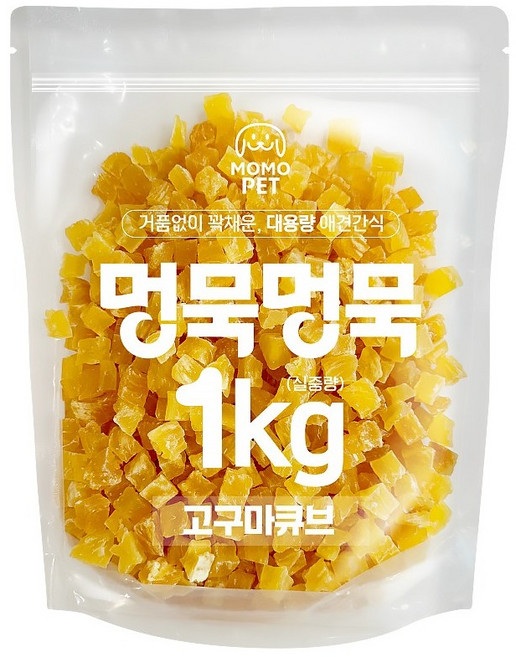 멍묵멍묵 강아지 사사미 육포 대용량 간식, 고구마큐브, 1kg, 1개