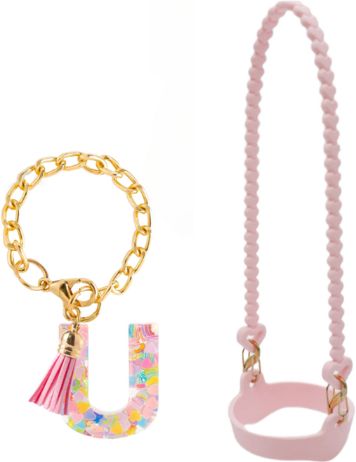 리빙엘리 텀블러 스트랩 캐리어 스탠리 호환 실리콘 손잡이 핸들 홀더 알파벳 악세사리 꾸미기 세트, 1세트