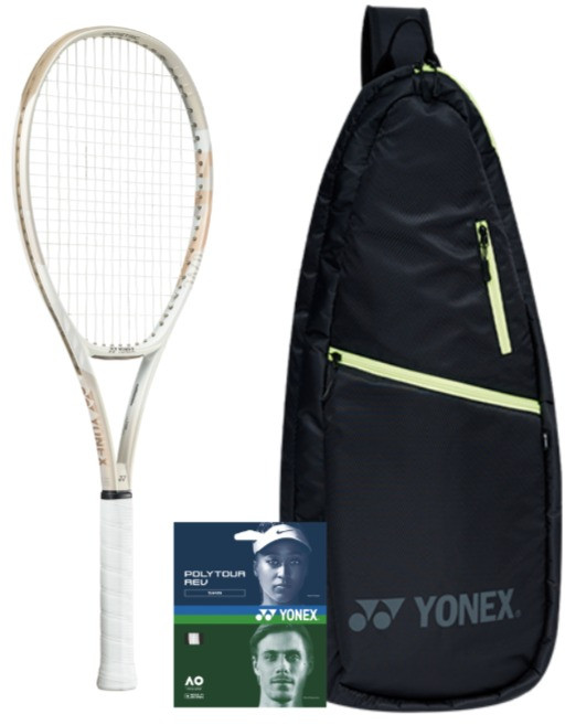 YONEX 網球拍 VCORE 100 2024 + 球線 Poly Tour Rev 1.25mm 48 46 + 球袋 239BA011U 套組, 1套, 球拍(VCORE 100 (2024)), 球袋(239BA011U), BEIGE(球拍)