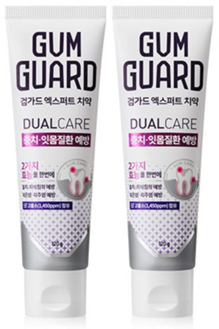 검가드 엑스퍼트 치약, 120g, 2개