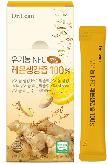 닥터린 유기농 NFC 레몬생강즙 100%, 210g, 1개