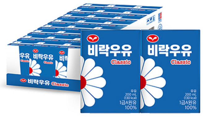 비락 우유 클래식, 24개, 200ml