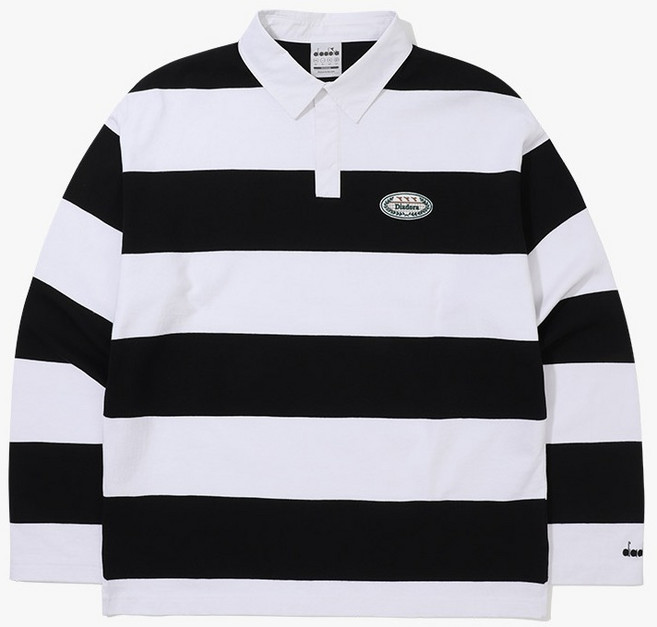 디아도라 남성용 테니스 라이프 스트라이프 면 오버핏 긴팔 티셔츠