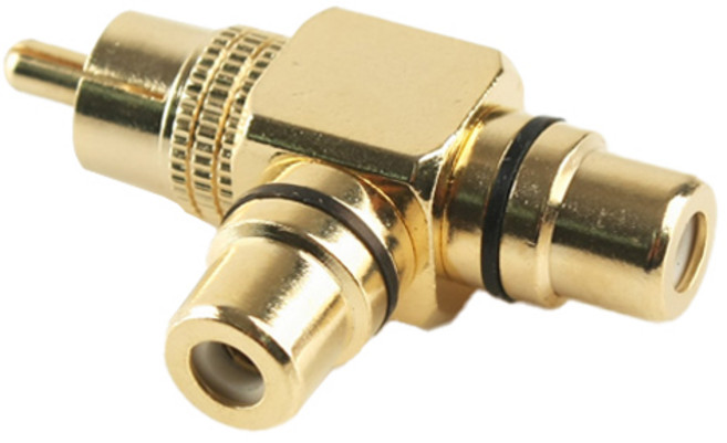 컴스 RCA M to 2RCA F T형 젠더 골드메탈, SP649, 1개