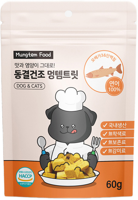 멍템 반려동물 동결건조 트릿, 연어, 60g, 1개
