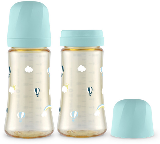 GROSMIMI 嬰幼兒用 PPSU Sky Balloon 奶瓶 雙入組, 奶油藍色, 300ml, 1組