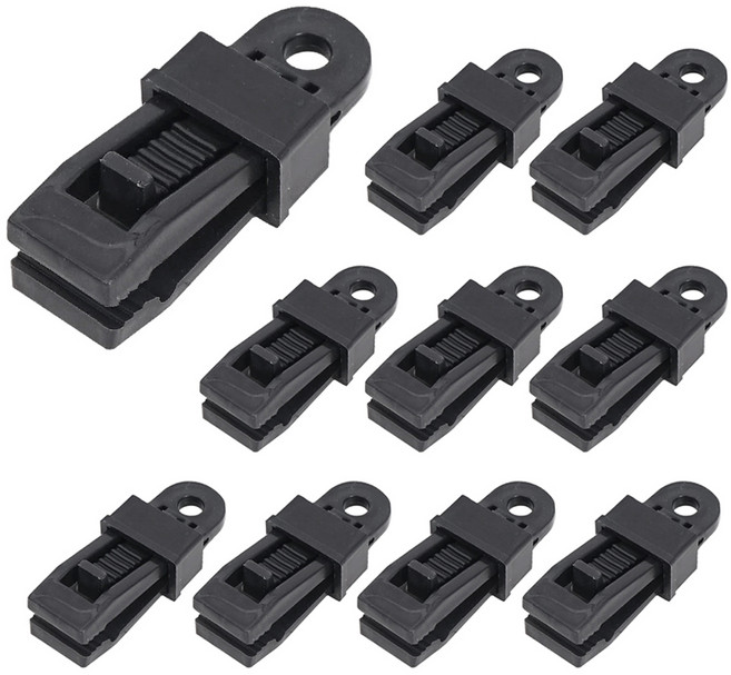 캠핑 악어형 타프 텐트 고정 이지 클립 10p, 블랙