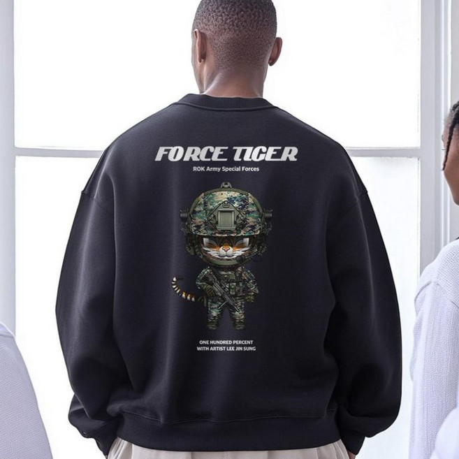 원헌드레드퍼센트 JS.LEE b특전사 포스타이거 오버핏 헤비 맨투맨J