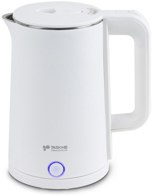 키친아트 허브 SUS304 스텐 이중단열 대용량 원터치 무선 전기주전자, KAEP-D2530(화이트)