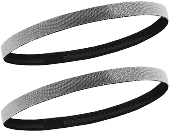 잇곰 땀 흡수 슬림 스포츠 헤어밴드, 그레이, 2개