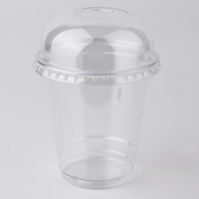 투고팩 PET 아이스컵 240ml + 무타공 돔 뚜껑 세트, 1세트