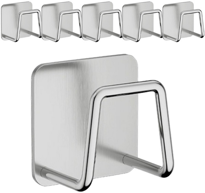 라이크스 무타공 초강력 하중 견디는 주방 수세미걸이, 실버, 6개