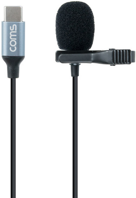 컴스 C타입 유선 소형 미니 클립형 스마트폰 핀 마이크 GS114 1.5m, 혼합색상, 1개