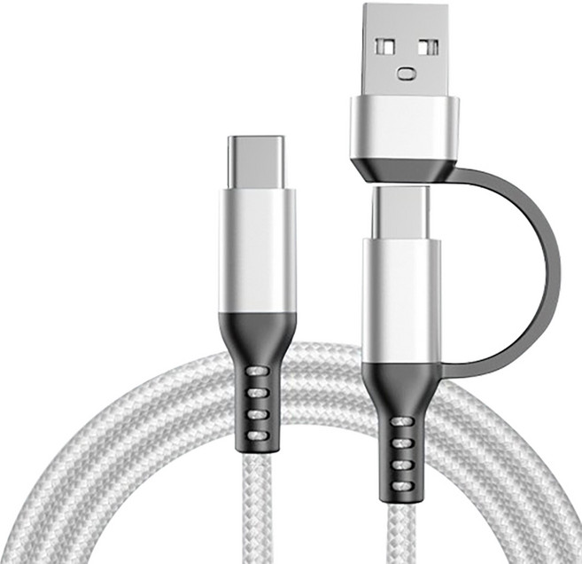 날다 C타입-C타입 2in1 스마트IG 나일론 메쉬 충전 케이블, 화이트, 1개, 3m