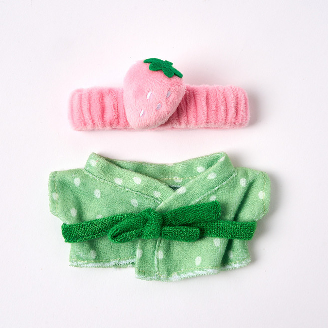 버터 인형옷 딸기 세안 밴드 + 샤워 로브 세트 8.5cm, 혼합색상, 1세트
