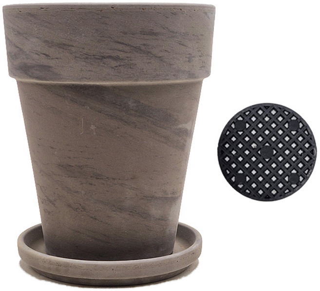 가든잇 숨쉬는 긴 독일토분 화분 + 받침 + 깔망 세트 플라워형, 바솔 모카, 1개