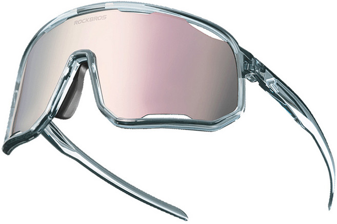 ROCKBROS 洛克兄弟 運動偏光HD自行車護目鏡 + 3種可替換鏡片組 SP351, 1套, 透明 + 淺粉色