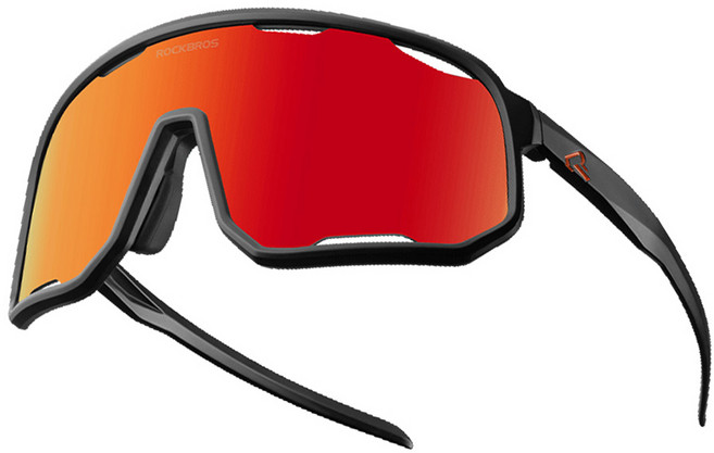 락브로스 스포츠 편광 HD 자전거 고글 + 교체 렌즈 3종 세트 SP351, 블랙 + 퍼플레드, 1세트