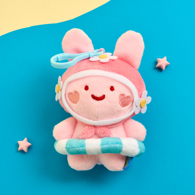 버터 쿨썸머 물놀이 스크래빗 인형 키링 중형, 핑크, 1개, 13.5cm