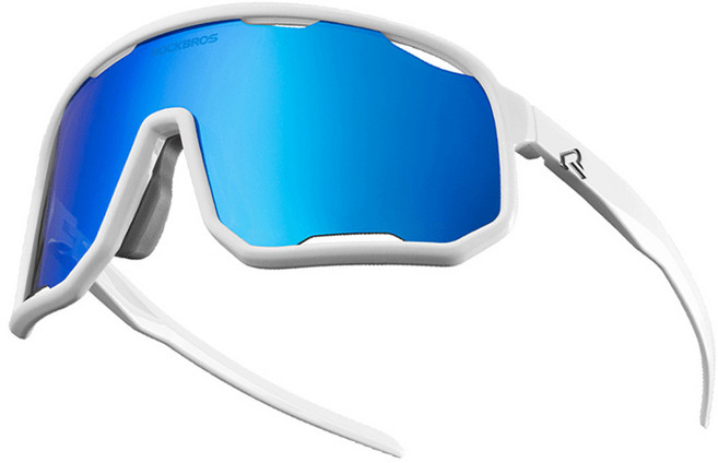 락브로스 스포츠 편광 HD 자전거 고글 + 교체 렌즈 3종 세트 SP351, 화이트 + 블루, 1세트