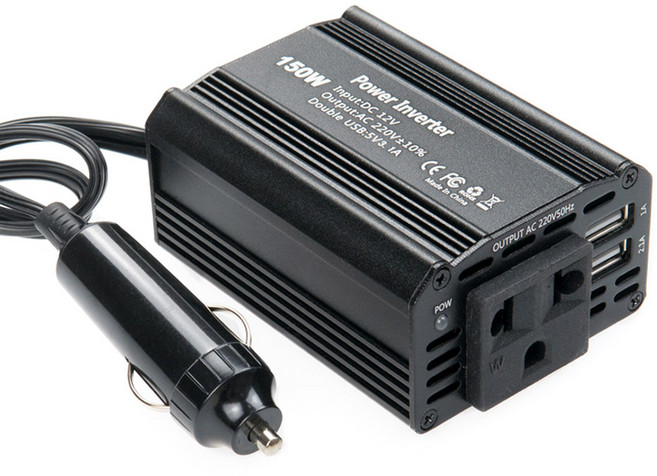 컴스 차량용 인버터 150W DC 12V to AC 220V USB 2포트 2.1A 1A 휴대용 콘센트, GF004, 1개
