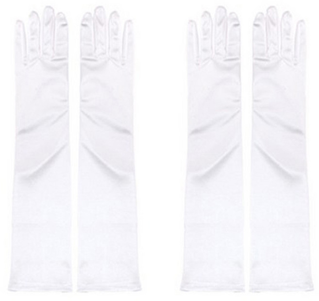 파티공구 공단 롱 장갑 양손착용, 화이트, 2개