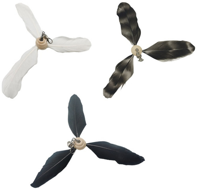 딩동펫 고양이 낚싯대 리필 세트 모음, 플라잉 깃털 3종 블랙, 그레이, 화이트, 1세트