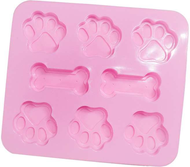 강아지 발바닥과 뼈다귀 8구 몰드, 연한핑크, 1개