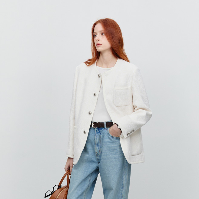 Dunst 女款無領粗花呢外套 UDJA5A109