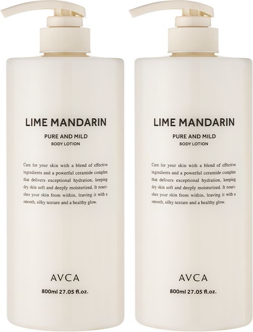 아브카 퓨어 앤 마일드 세라마이드 바디로션 라임 앤 만다린향, 800ml, 2개