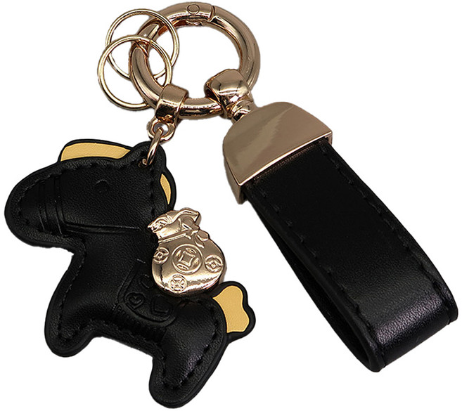 끄레앙 말장식 키홀더 행운키링 가방장식 AK305, 1개, 블랙