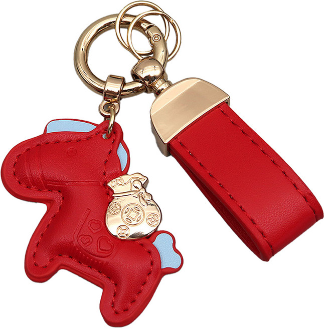 끄레앙 말장식 자동차 키홀더 행운키링 가방장식 AK305, 1개, 레드