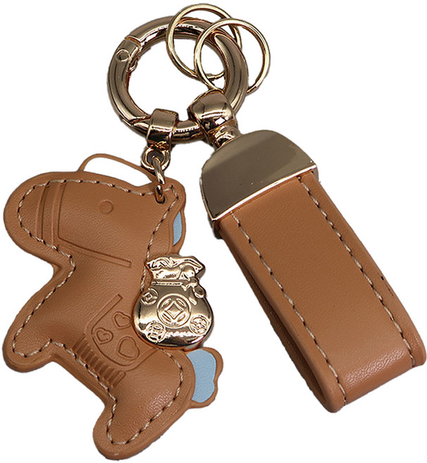 끄레앙 말장식 키홀더 행운키링 가방장식 AK305, 1개, 브라운