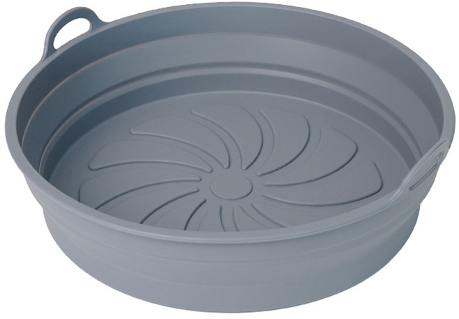 인블룸 원형 접이식 실리콘 에어프라이어 용기, 그레이, 1개