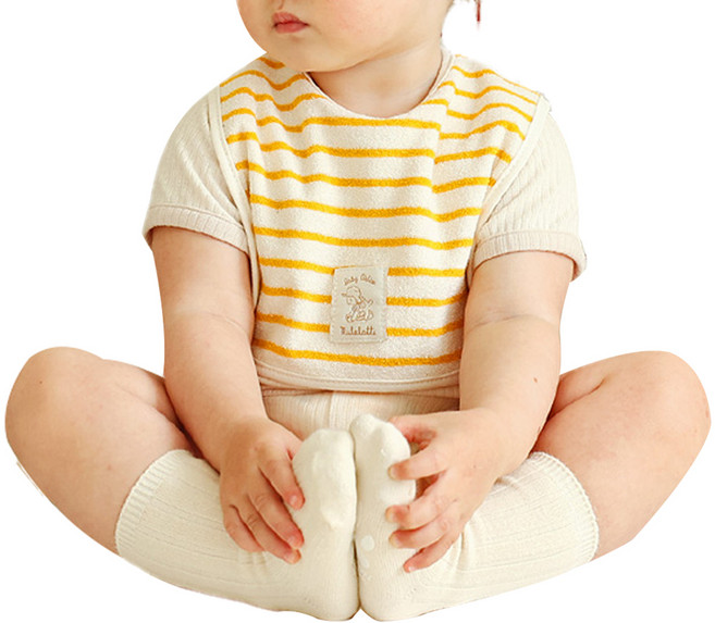 마롤로뜨 유아용 스트라이프 테리 턱받이, 옐로우, 1개입, 1개