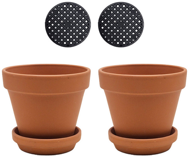 가든잇 숨쉬는 독일토분 화분 + 받침 + 깔망 세트 표준형, 토기(황토), 2세트