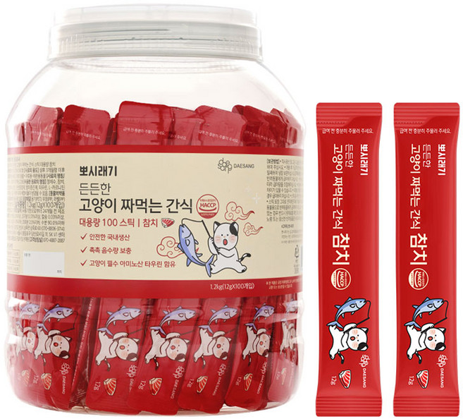 뽀시래기 든든한 고양이 짜먹는 간식 스틱 대용량, 참치, 1.2kg, 1개