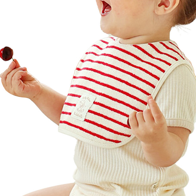 마롤로뜨 유아용 스트라이프 테리 턱받이, 레드, 1개입, 1개