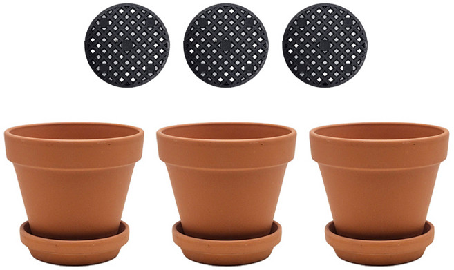 가든잇 숨쉬는 독일토분 화분 + 받침 + 깔망 세트, 토기(황토), 1개